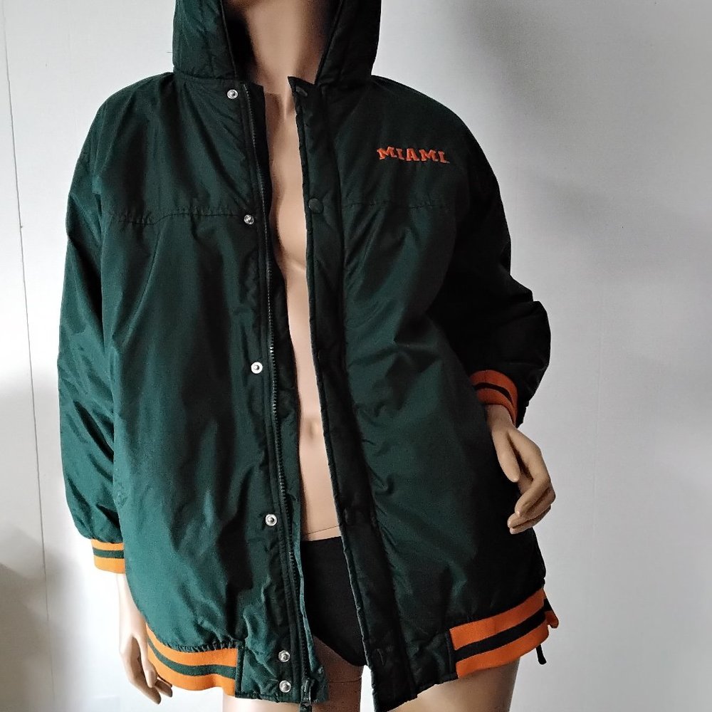 University of Miami Hurricanes Champs Size L Sports Coat Green Puffer UM *004 - Picture 10 of 16